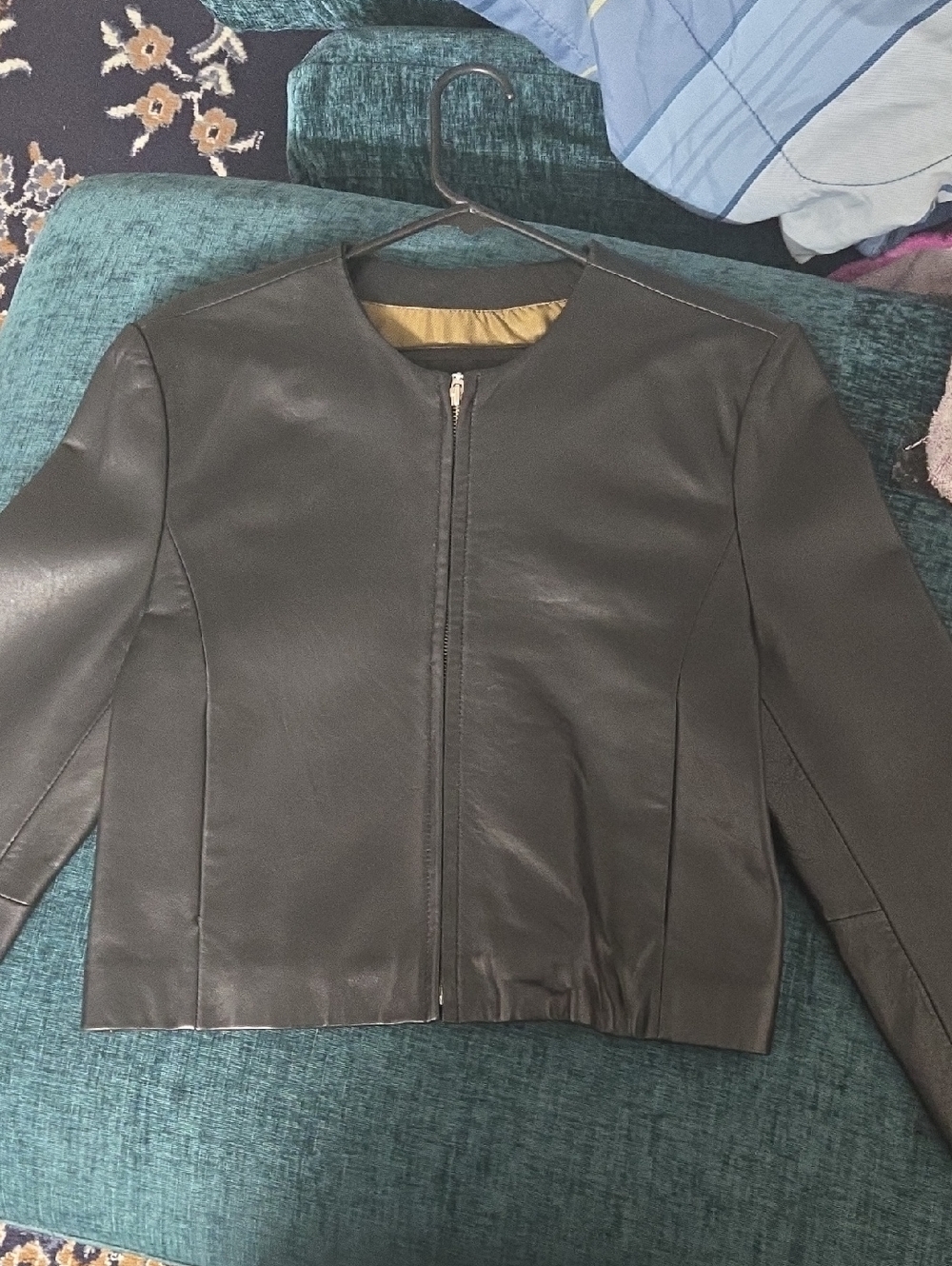 Classic Black Leather Jacket for Women - Sleek Zip Front